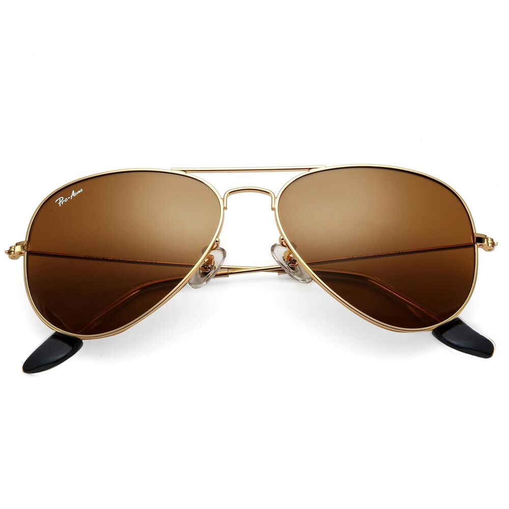 Classic Aviator Sunglasses for Women & Men Real Glass Lens Metal Frame